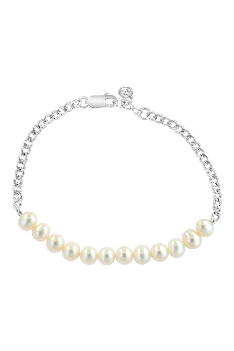 Sterling Silver Freshwater Pearl Bracelet, Main, color, WHITE