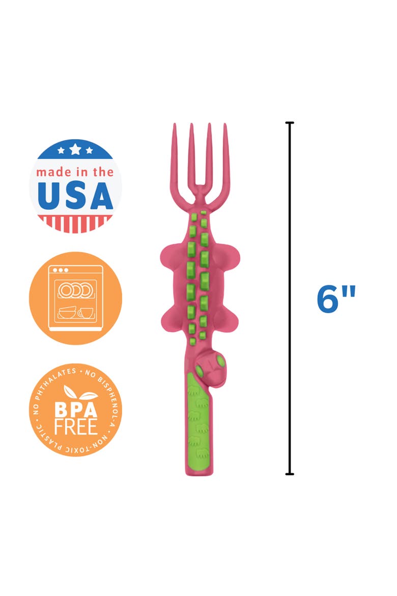 Set of 3 Dino Eating Utensils for Kids and Toddlers, Alternate, color, Pink