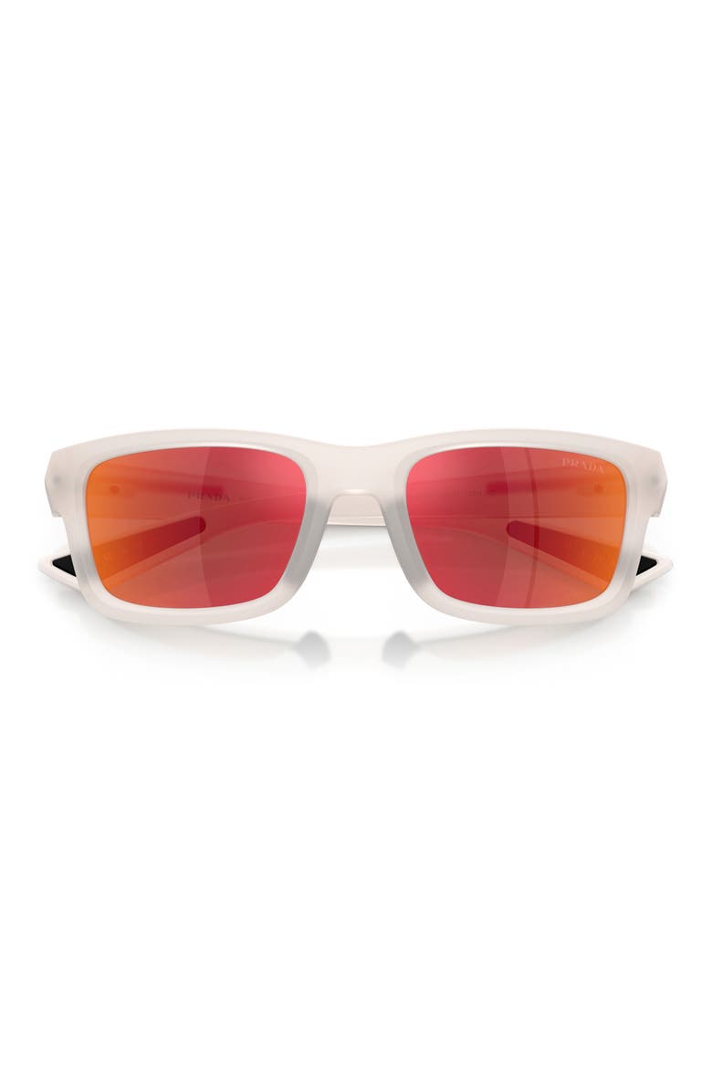 54mm Mirrored Irregular Sunglasses, Alternate, color, CRYSTAL / BROWN ORANGE