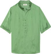 Zadig & Voltaire Topher Ruffle Neck Satin Popover Top