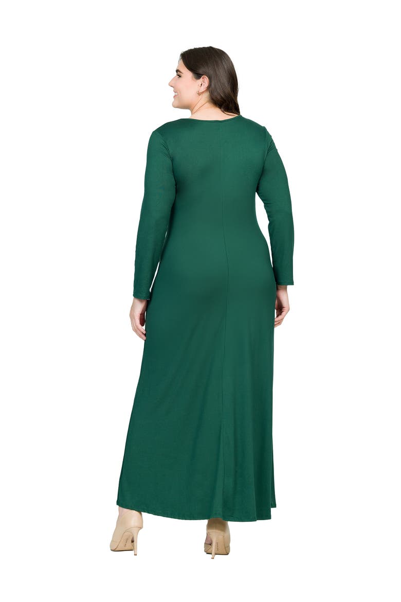 Plus Size Womens Long Sleeve  Maxi Dress, Alternate, color, Forest