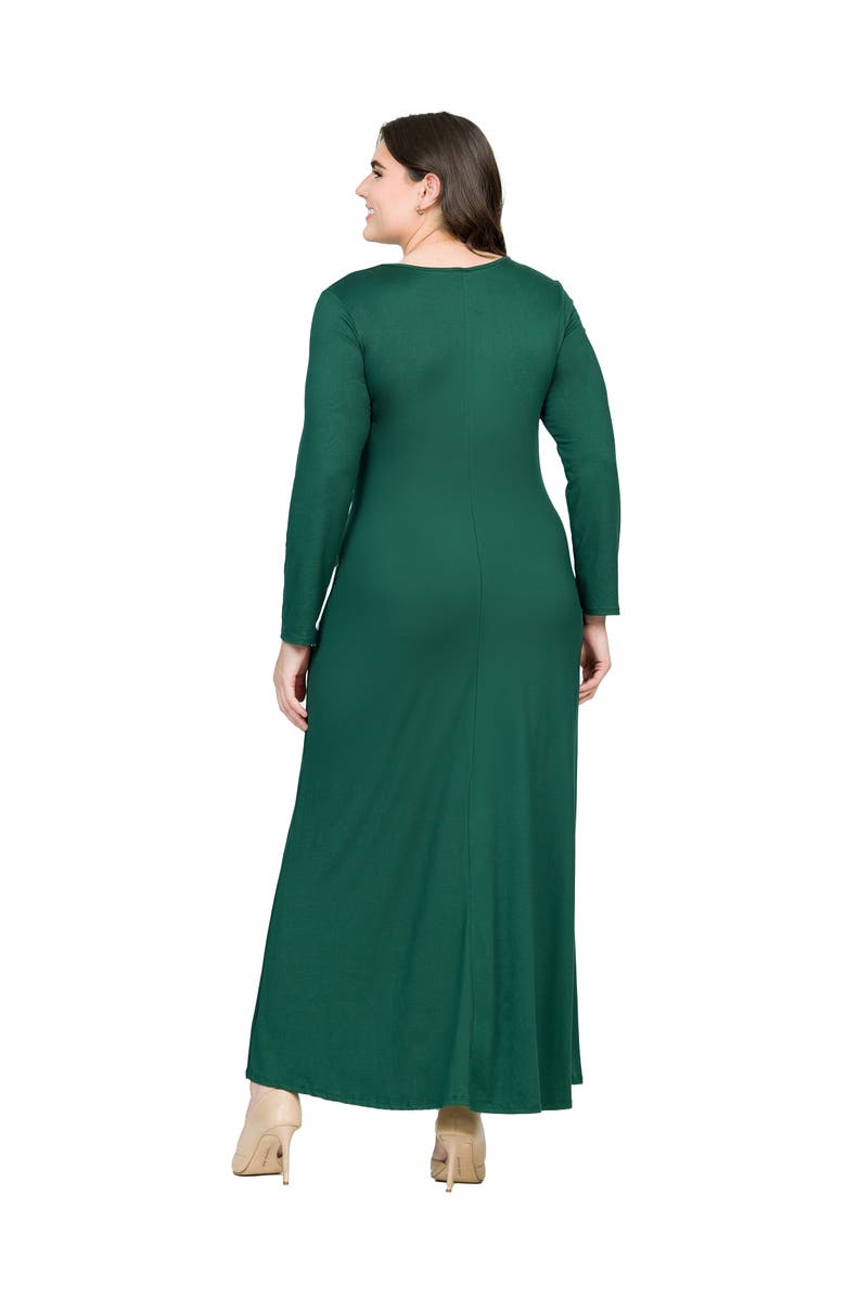 24seven Comfort Apparel Plus Size Womens Long Sleeve  Maxi Dress, Alternate, color, Forest