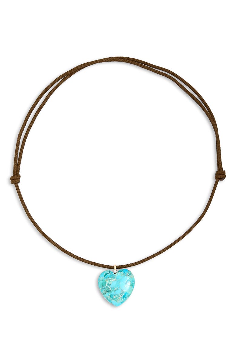 Zoë Chicco Turquoise Heart Paracord Necklace, Main, color, 14K Yellow Gold / Turquoise