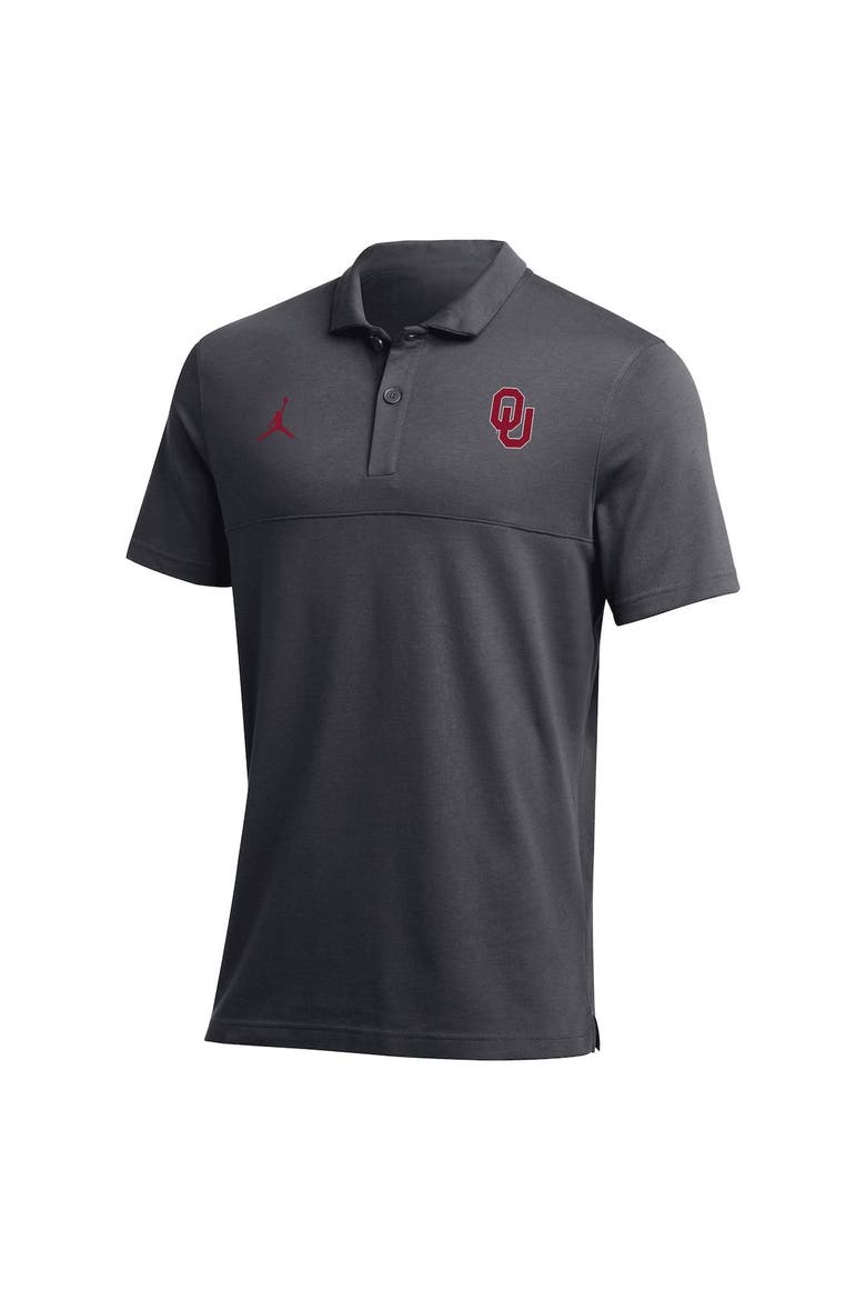 Men's Jordan Brand Anthracite Oklahoma Sooners 2022 Coaches Performance Polo, Alternate, color, Anthracite