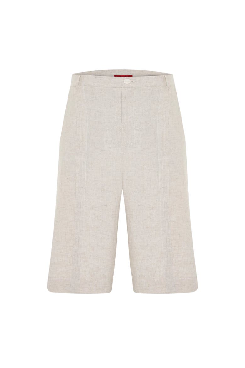 Daydreamers Linen Look Stitch Detail Shorts, Main, color, Beige