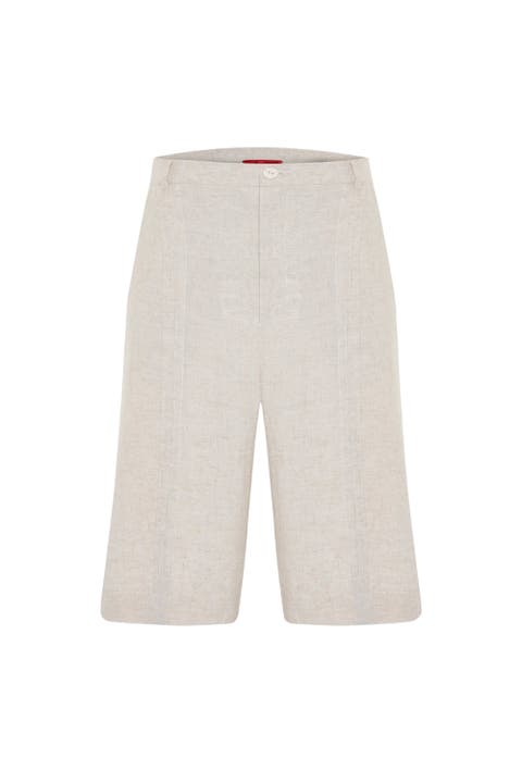 Daydreamers Linen Look Stitch Detail Shorts