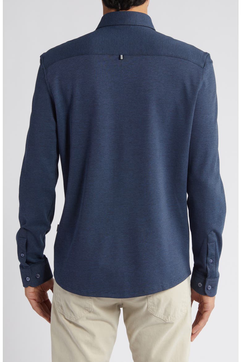 Solid Performance Piqué Button-Up Shirt, Alternate, color, NAVY
