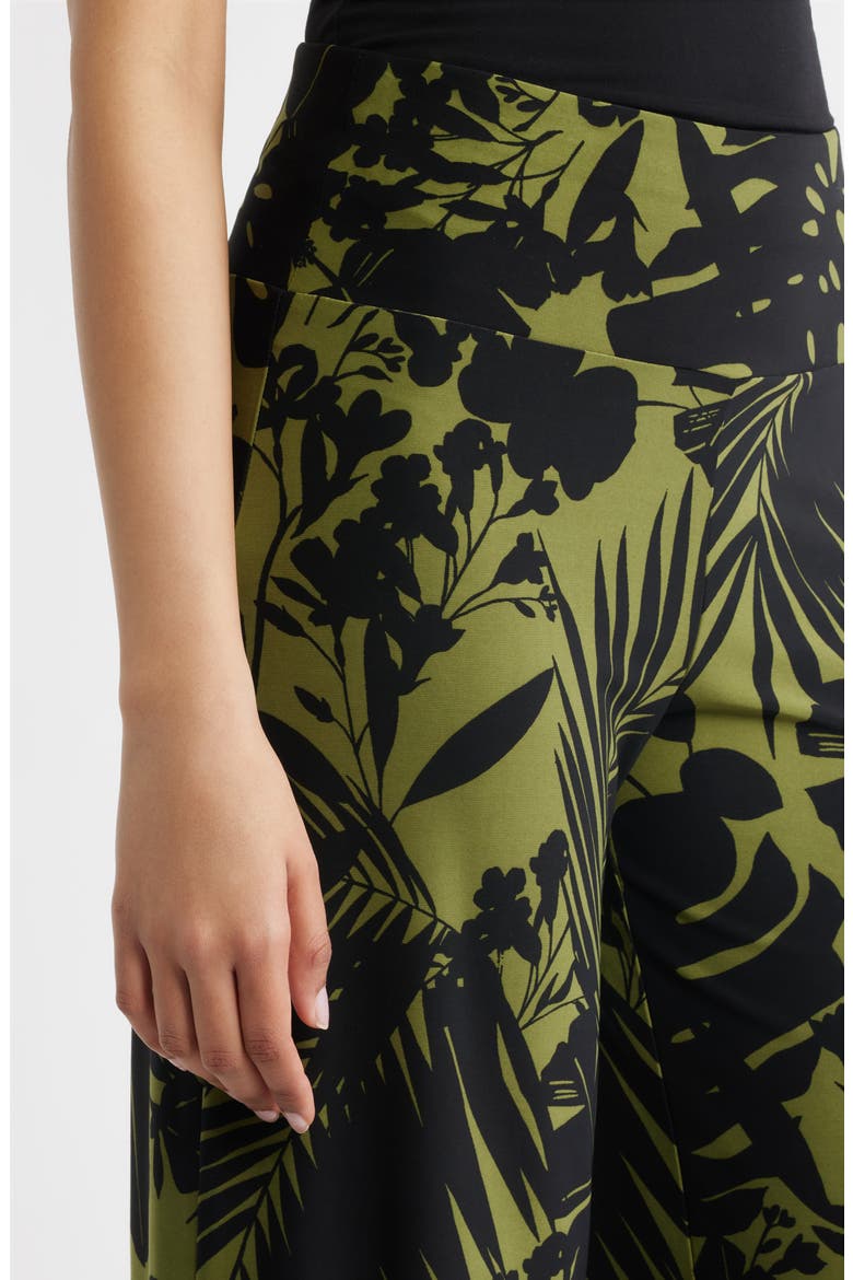 Pull-On High Waist Wide Leg Palazzo Pants, Alternate, color, BAY LEAF / ANNE BLACK
