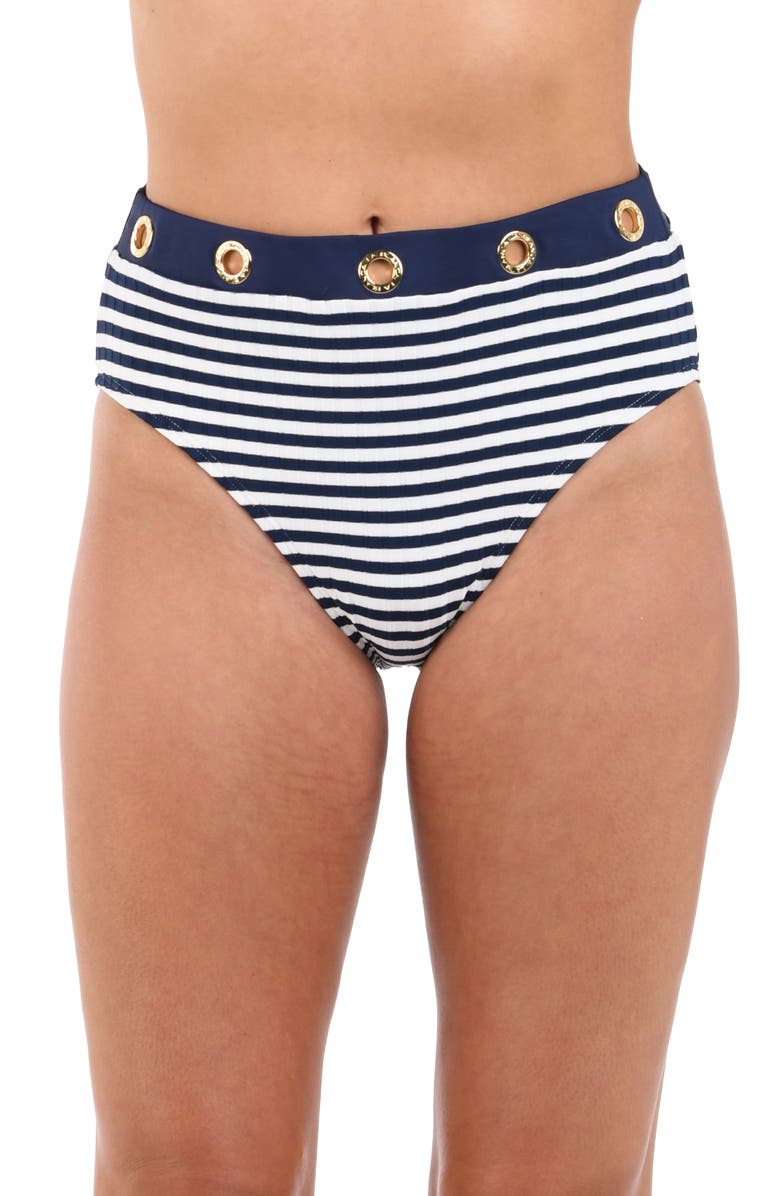 La Blanca Sail High Waist Bikini Bottoms, Main, color, Indigo