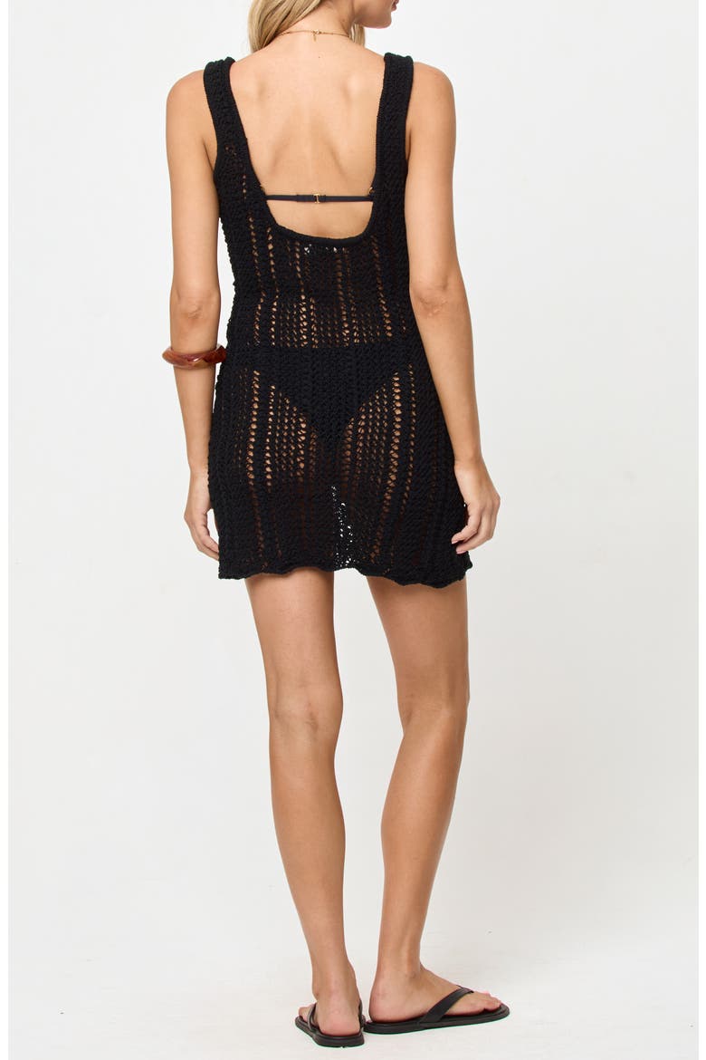 Kairi Open Stitch Cover-Up Minidress, Alternate, color, BLACK