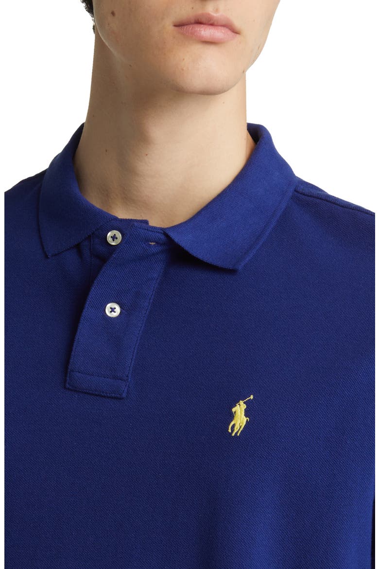 Cotton Piqué Polo, Alternate, color, BLUE