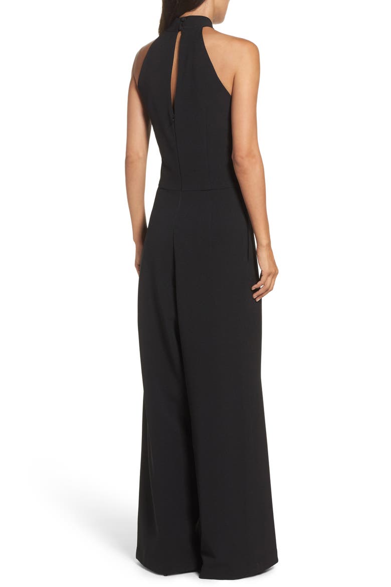 Halter Neck Wide Leg Jumpsuit, Alternate, color, BLACK