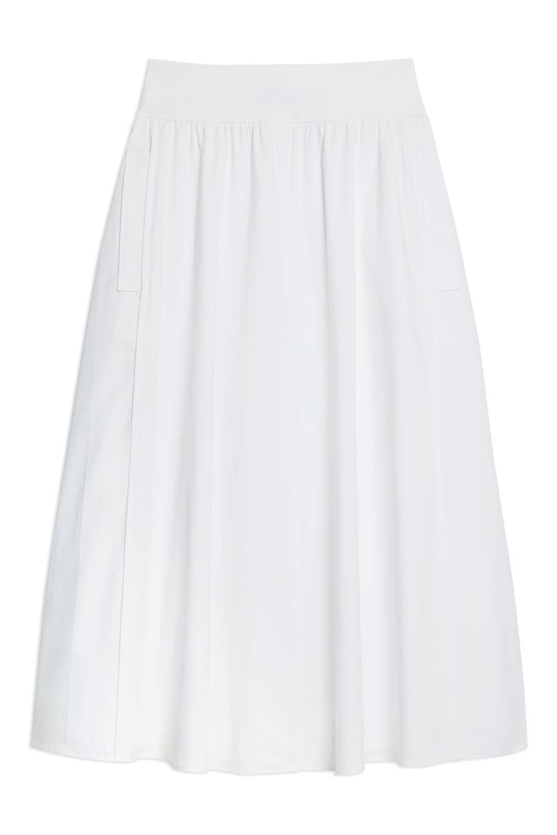 Cotton Blend A-Line Midi Skirt, Alternate, color, WHITE