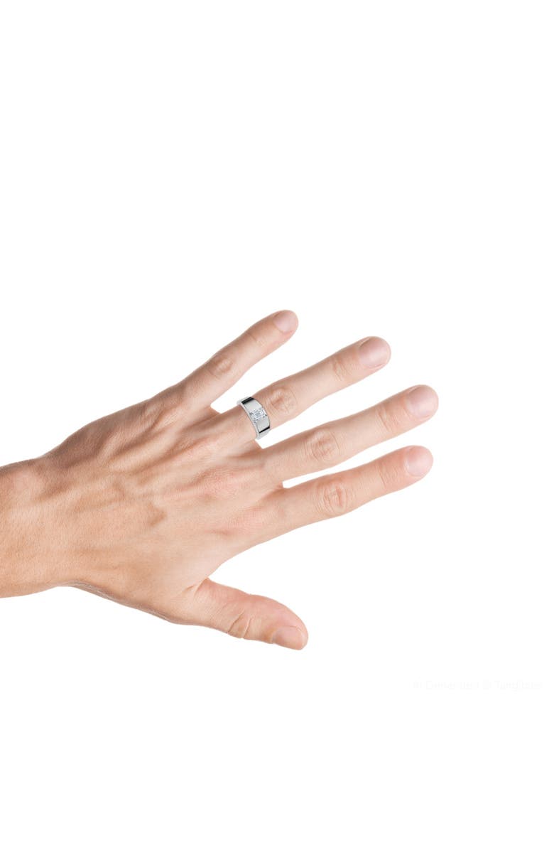 Bliss Diamond Men
s 1Ct Emerald Cut Diamond Wedding Anniversary Ring 14k Gold or Platinum, Alternate, color, 14K White Gold