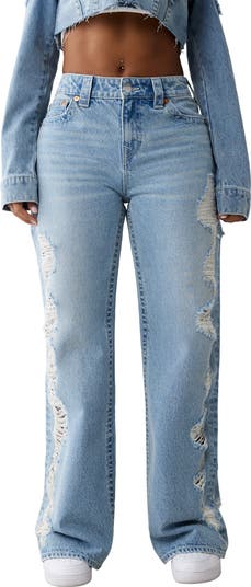 True Religion Bobbi Distressed Baggy Wide Leg Jeans | Nordstrom