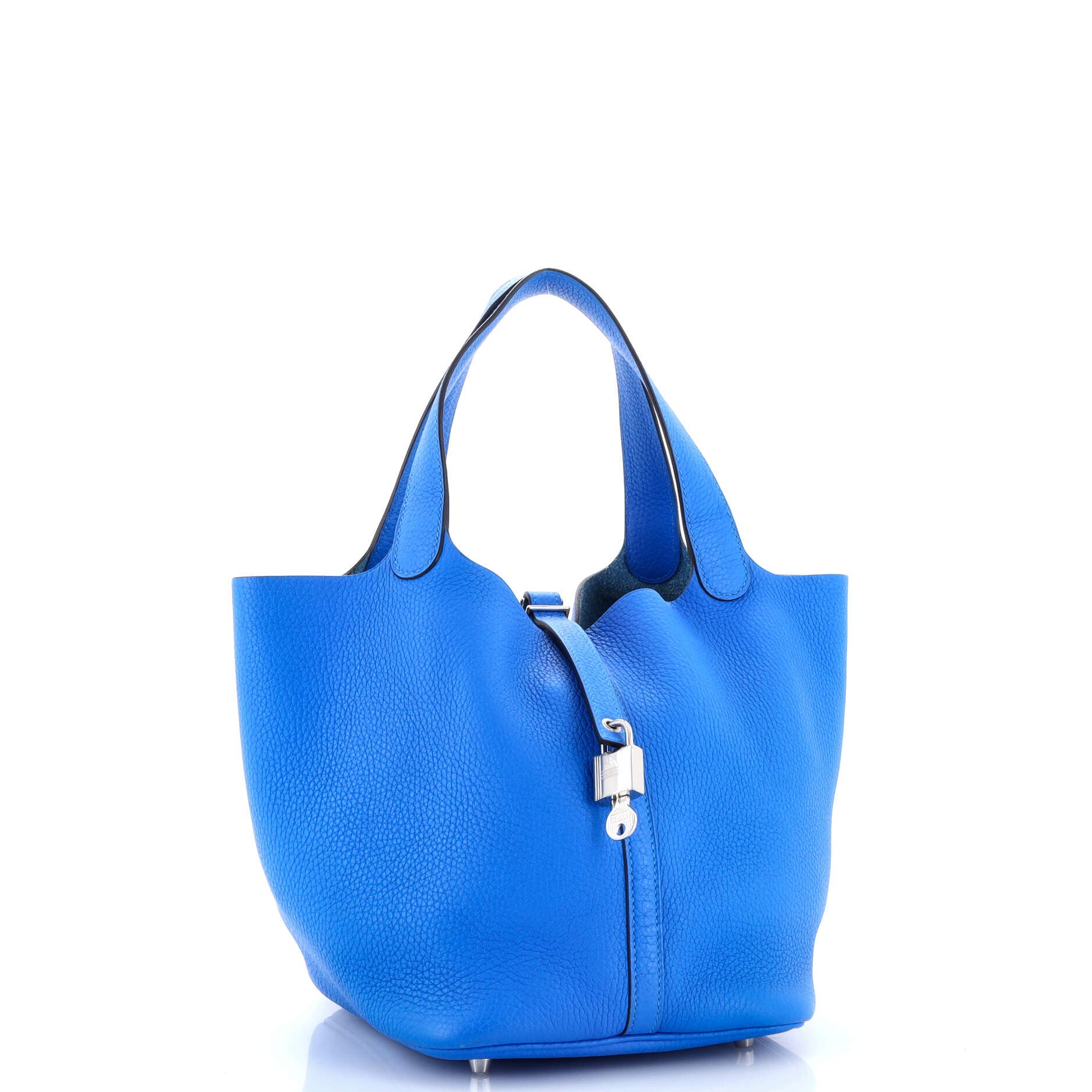 Pre-Owned Hermes Picotin Lock Bag Clemence MM, Alternate, color, Bleu Hydra