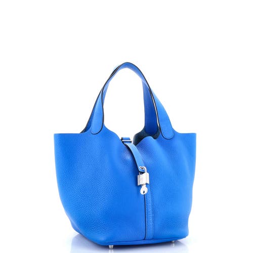 Pre-owned Hermes Hermes Picotin Lock Bag Clemence Mm In Blue