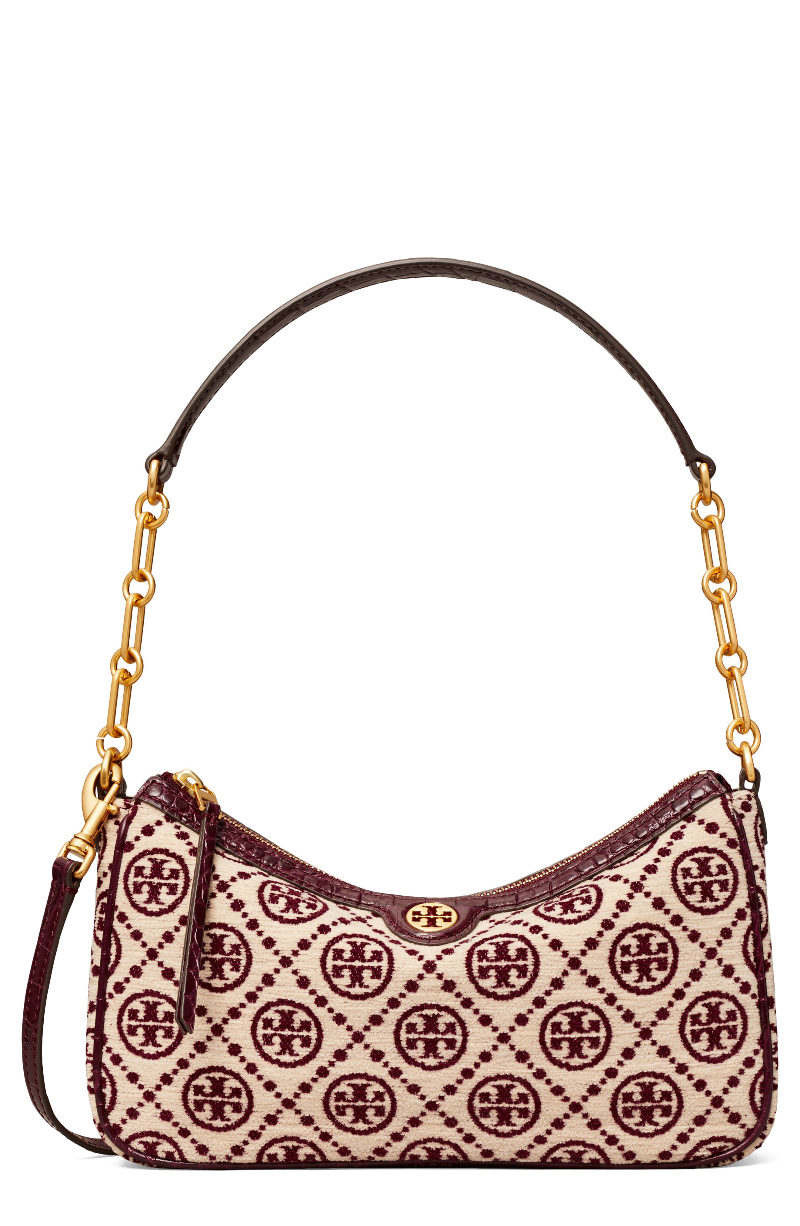 Tory Burch T Monogram Chenille Studio Shoulder Bag, Main, color, 