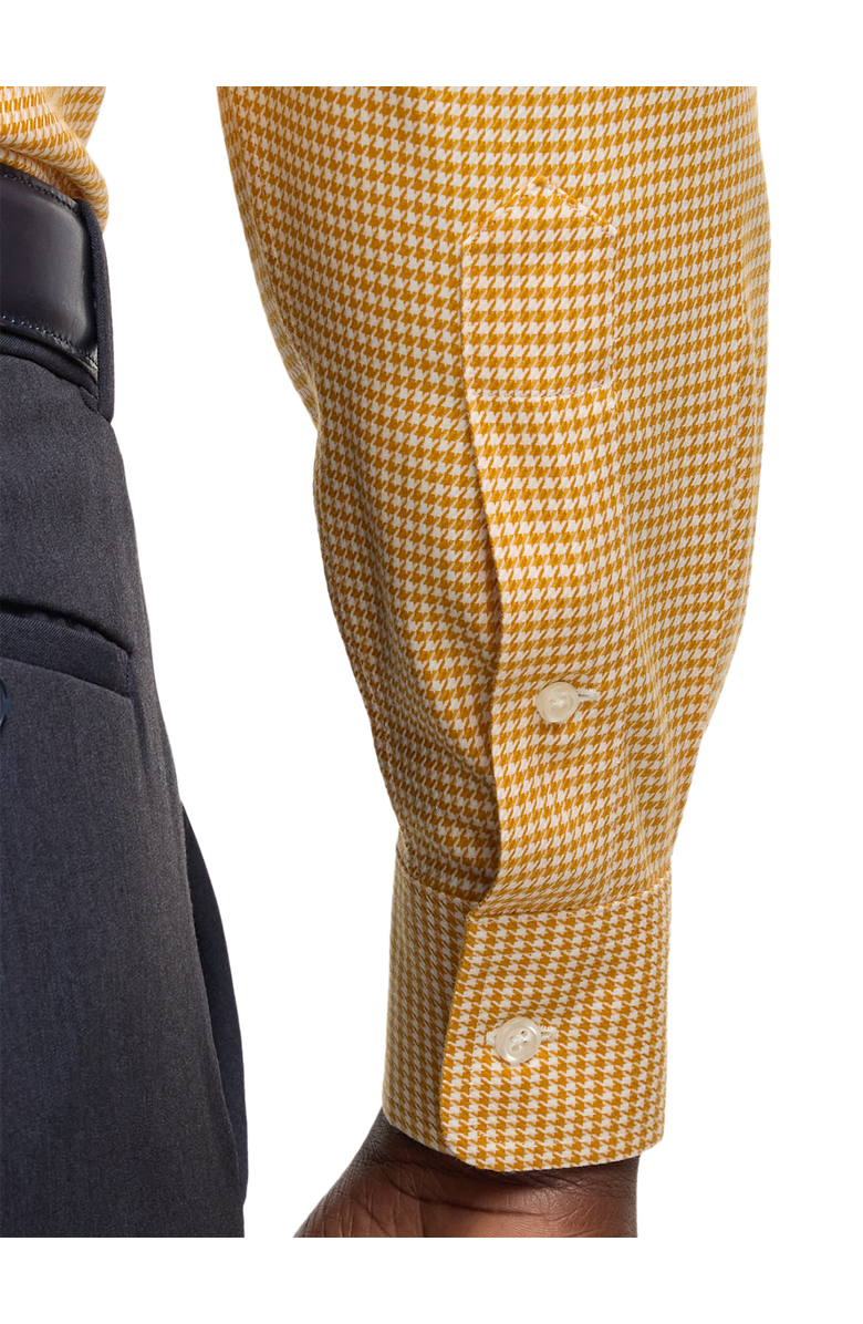 Paul Fredrick Slim Fit Comfort Stretch Non-iron Houndstooth Dress Shirt With Contrast Trim, Alternate, color, Gold