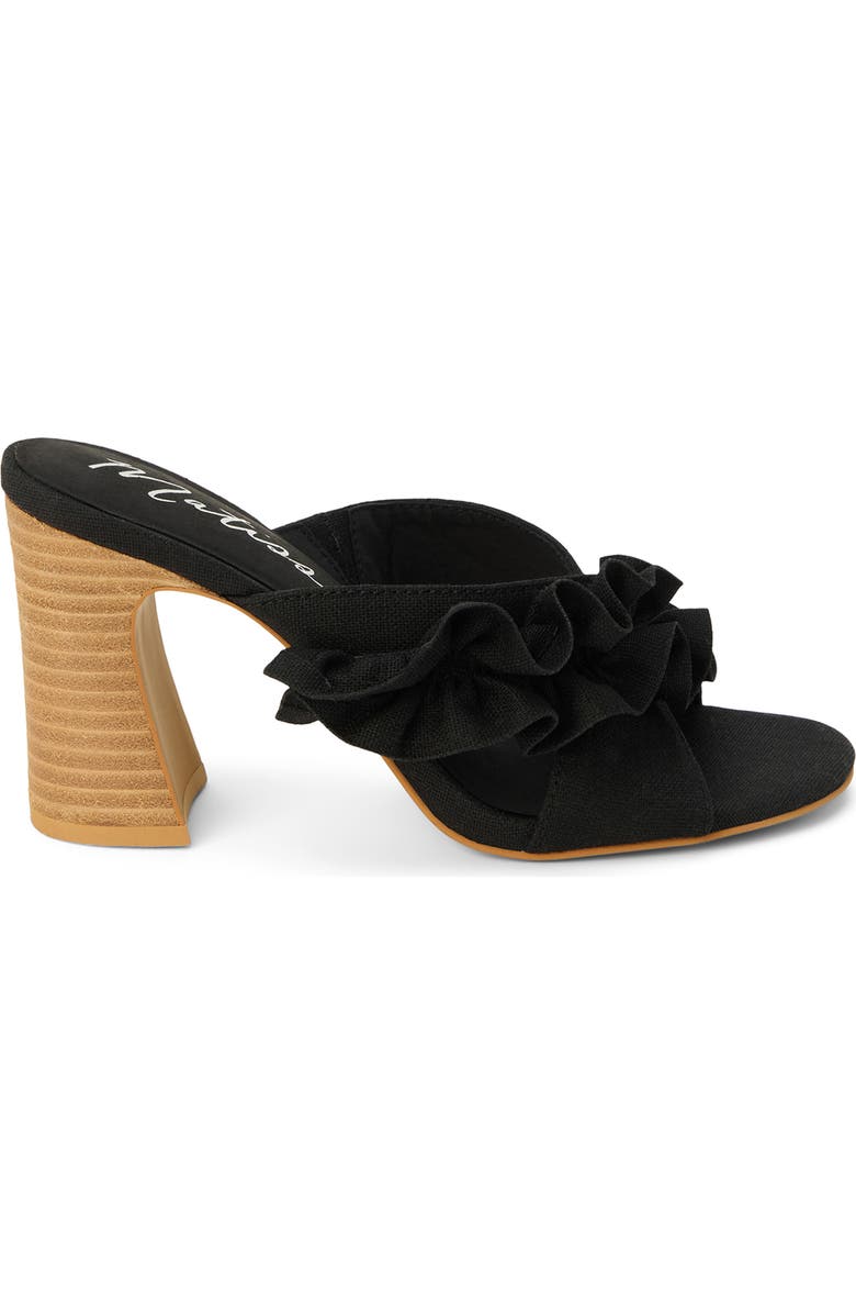 Matisse Ruffle Strap Block Heel Mule Sandal, Alternate, color, Black