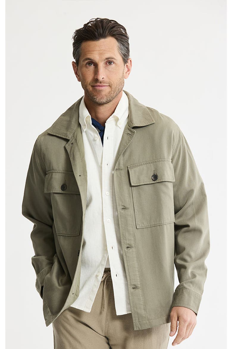 Rayon Lyocell Military Shirt Jacket, Main, color, Green