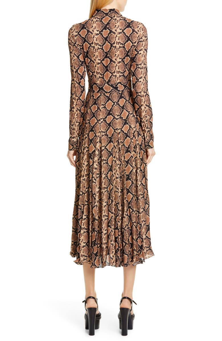 Michael Kors Collection Belted Long Sleeve Crushed Georgette Shirtdress, Alternate, color, 