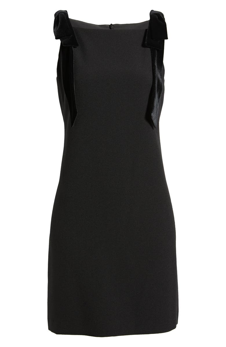 Vince Camuto Velvet Bow Stretch Crepe Dress, Alternate, color, Black