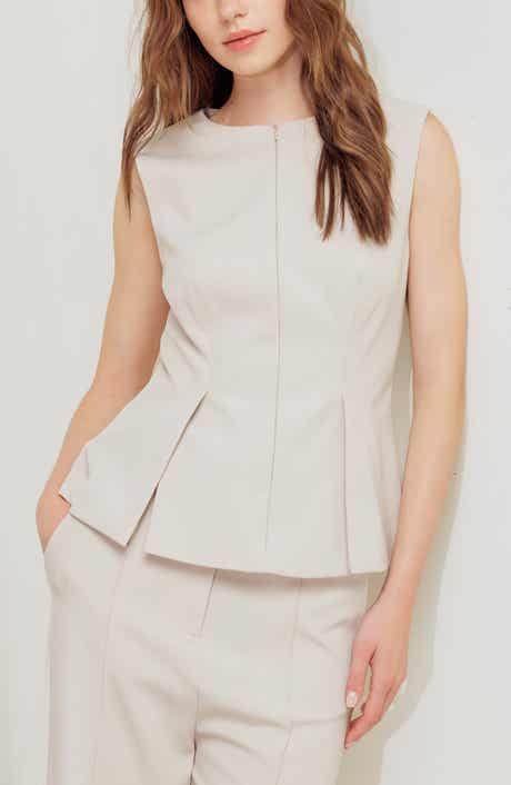 Pleated Peplum Sleeveless Top