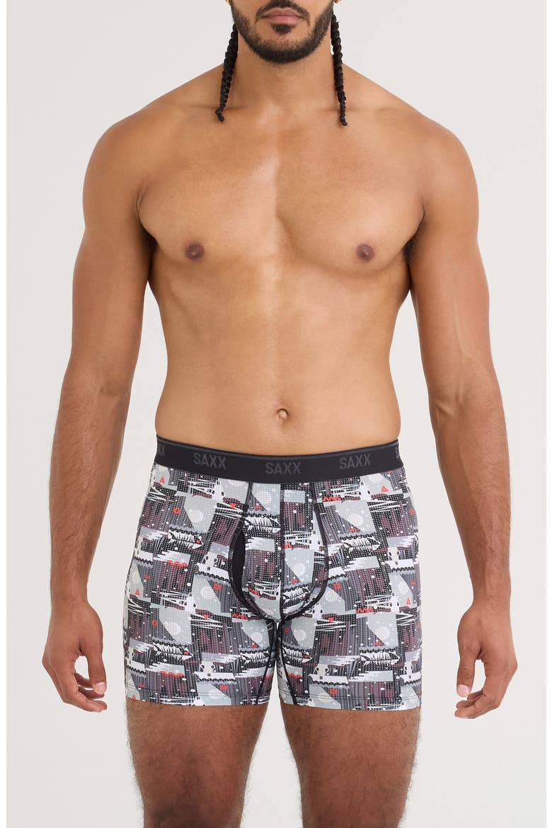 Quest Quick Dry Mesh Boxer Briefs, Main, color, WINTER TREK- BLACK