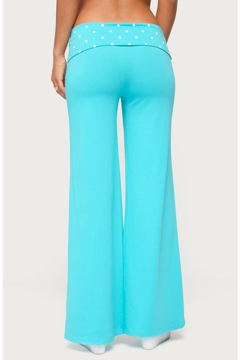 Reeva Polka Dot Foldover Pants, Alternate, color, TURQUOISE