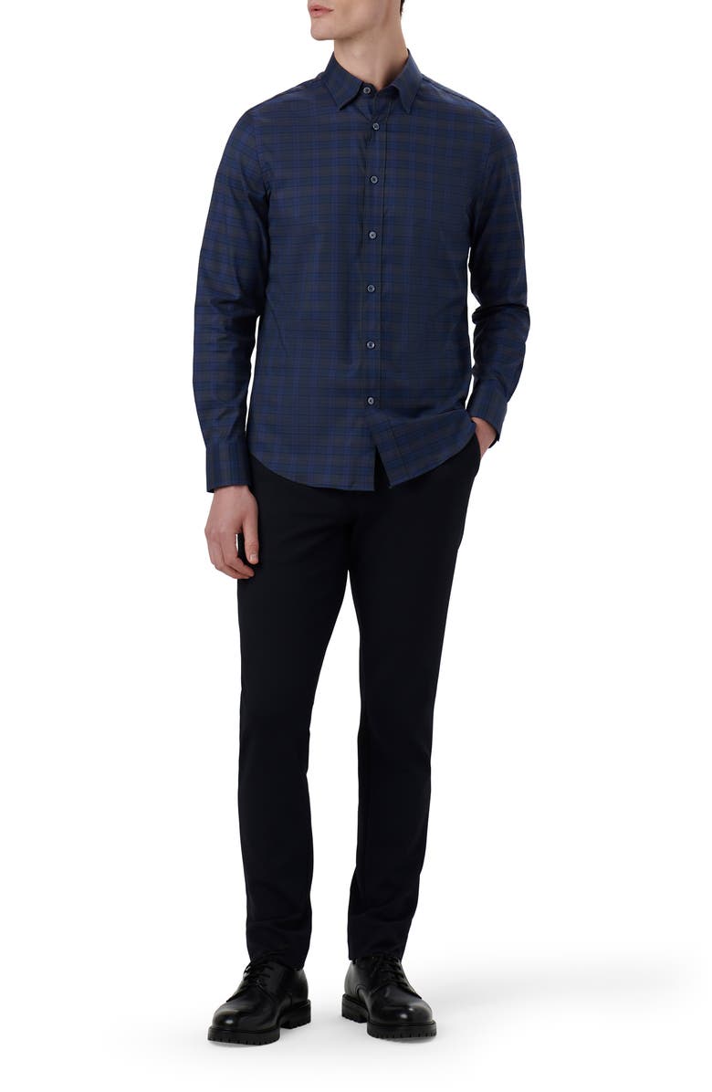 Bugatchi Karl Plaid Stretch Cotton Button-Up Shirt, Alternate, color,