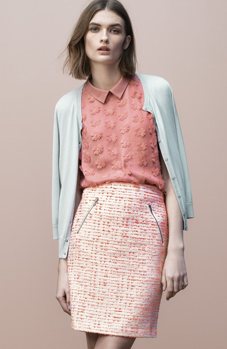 Halogen<sup>®</sup> Zip Pocket Tweed Pencil Skirt, Alternate, color,