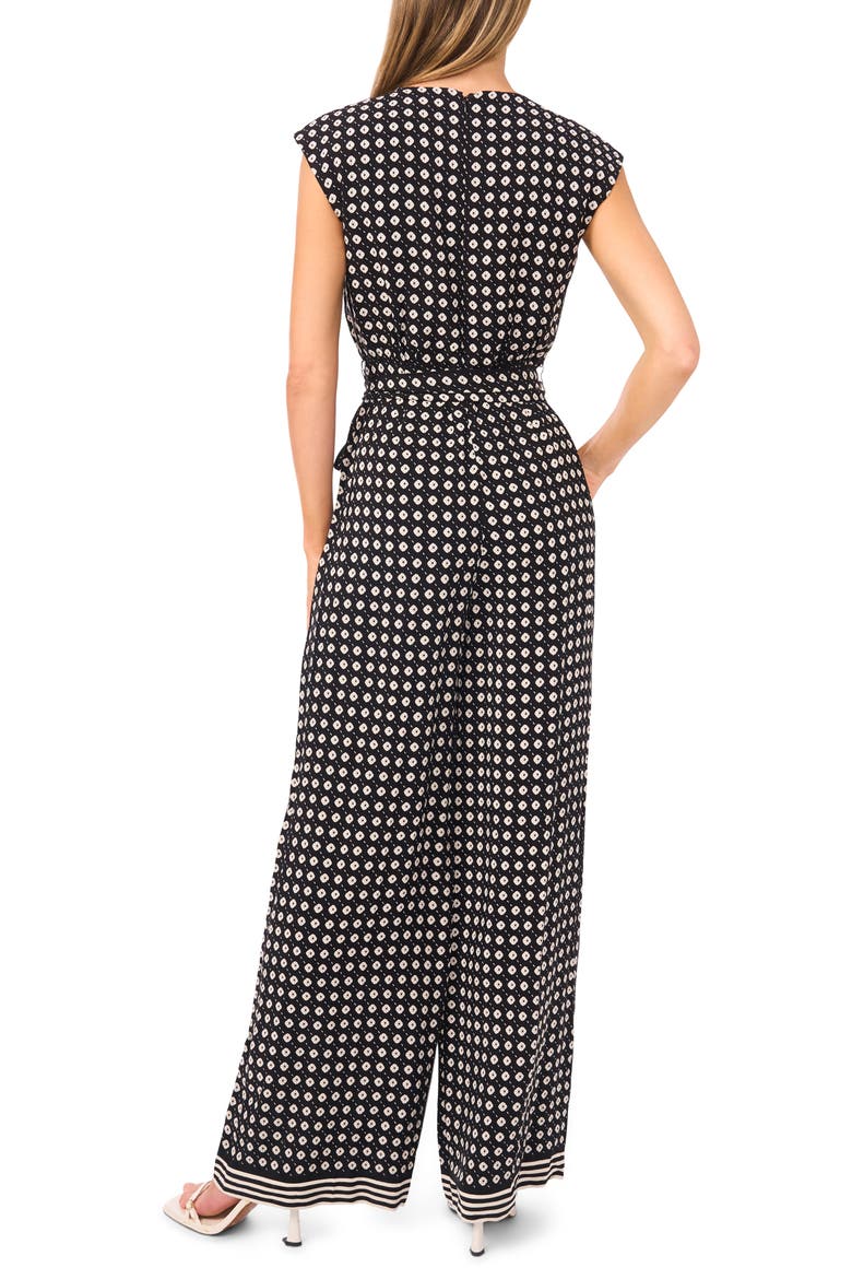 Anya Print Belted Jumpsuit, Alternate, color, RICH BLACK