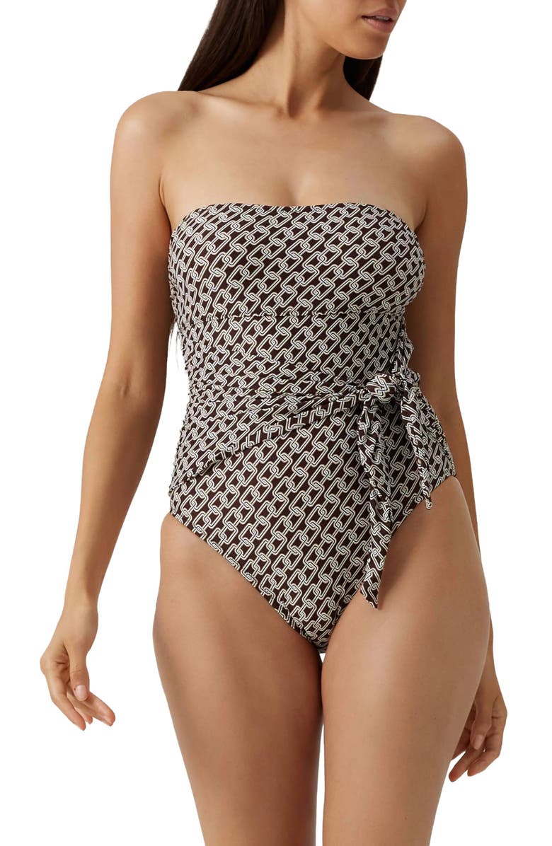Melissa Odabash Munich Print Strapless One-Piece Swimsuit, Main, color, Chain