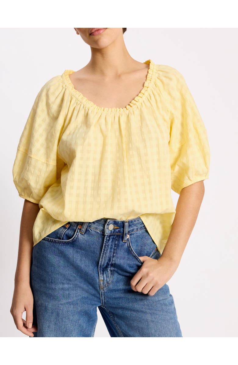 Albaray Seersucker Puff Sleeve Blouse, Alternate, color, Lemon