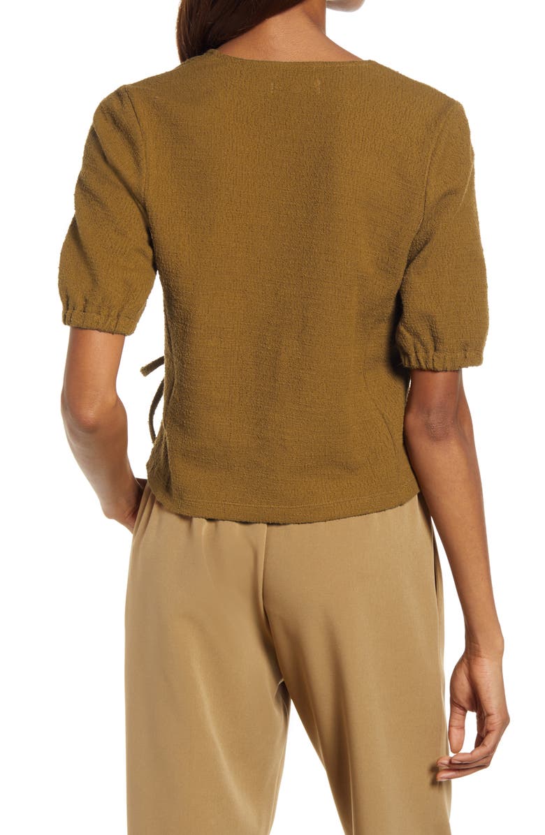 Madewell Texture & Thread Puff-Sleeve Wrap Top, Alternate, color,