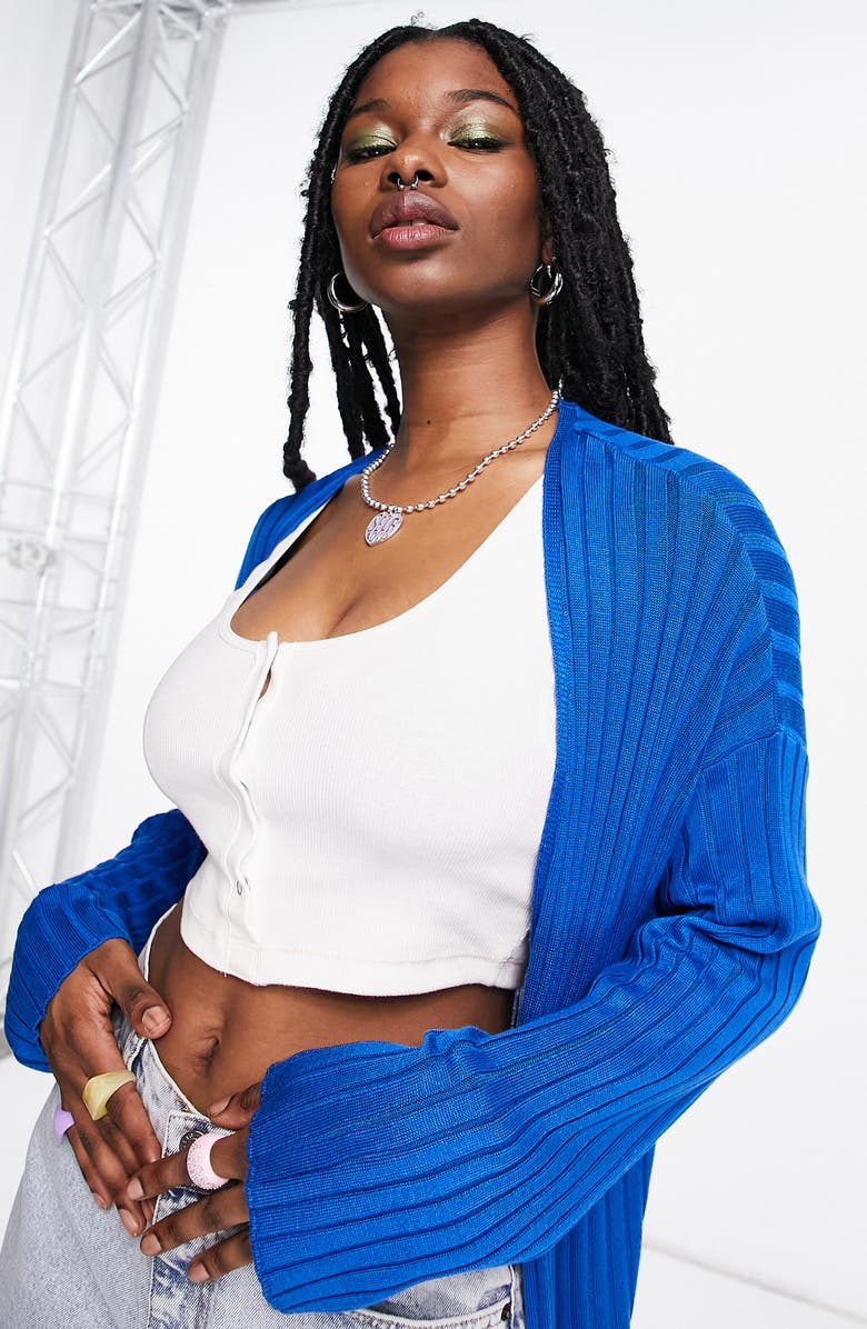 Topshop Longline Rib Cardigan, Alternate, color, 