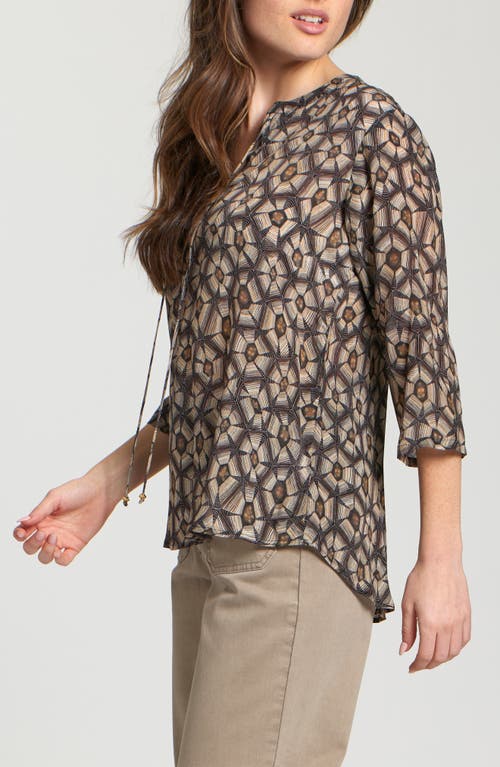 Apny Print Tassel Split Neck Chiffon Top In Animal Print