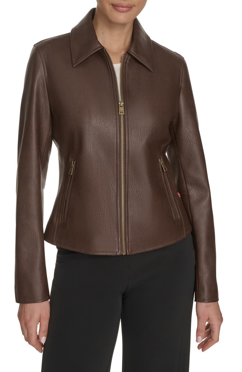 Levi's Racer Faux Leather Jacket, Main, color, Dark Brown