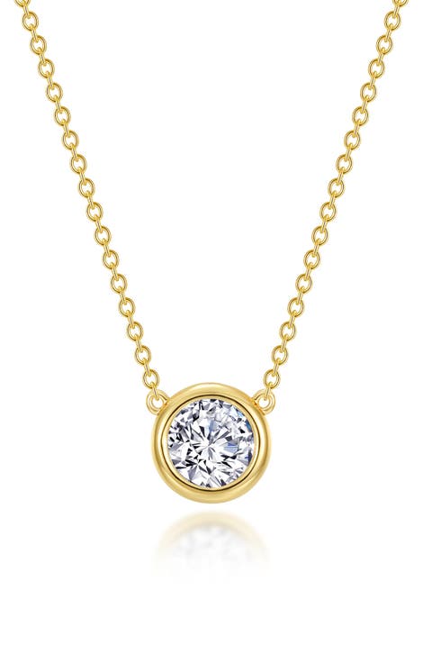 Bezel Simulated Diamond Solitaire Pendant Necklace