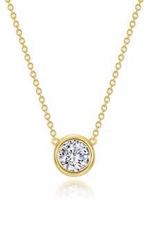 Bezel Simulated Diamond Solitaire Pendant Necklace