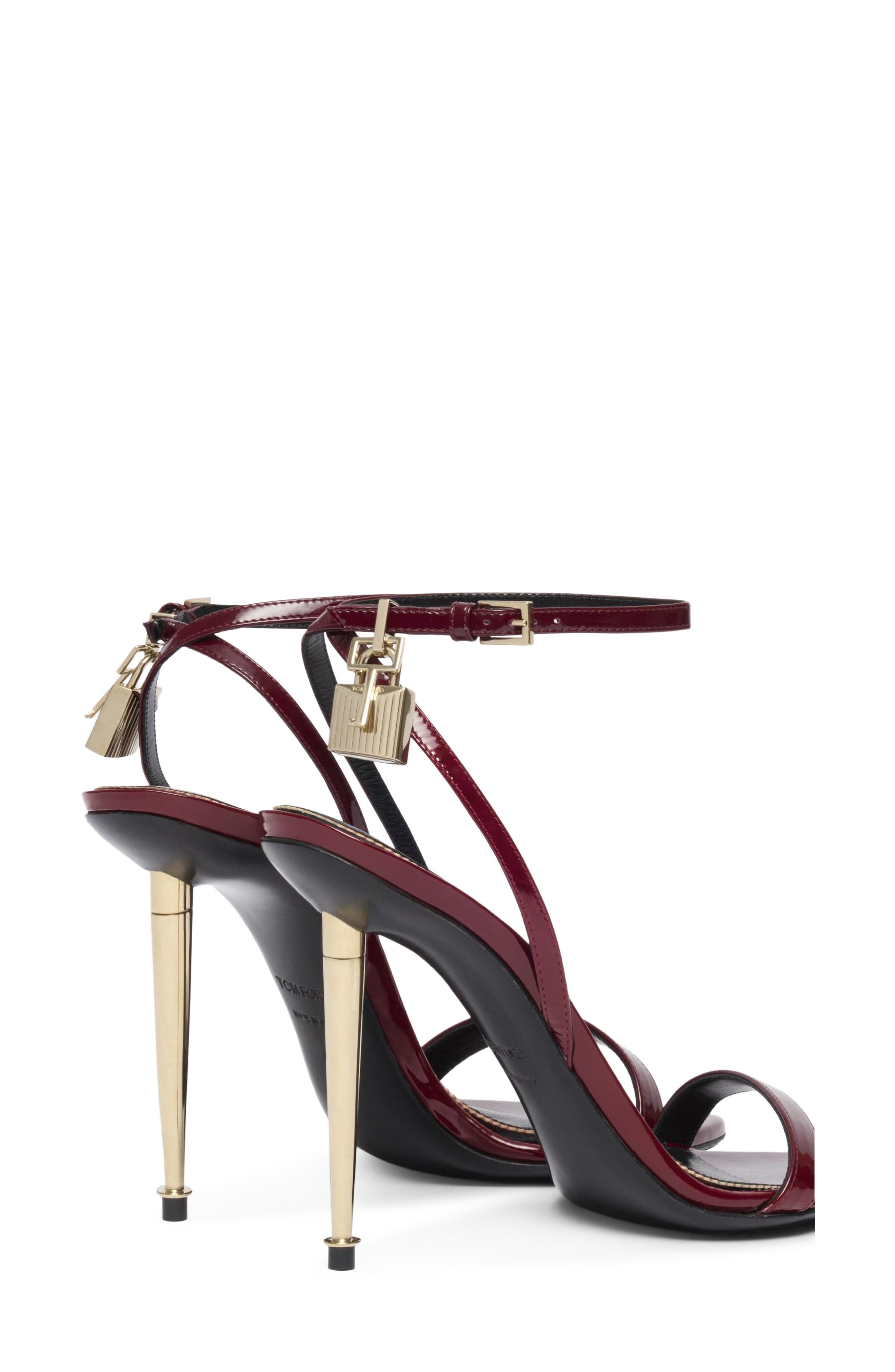Padlock Pointy Toe Ankle Strap Sandal, Alternate, color, RUBY RED