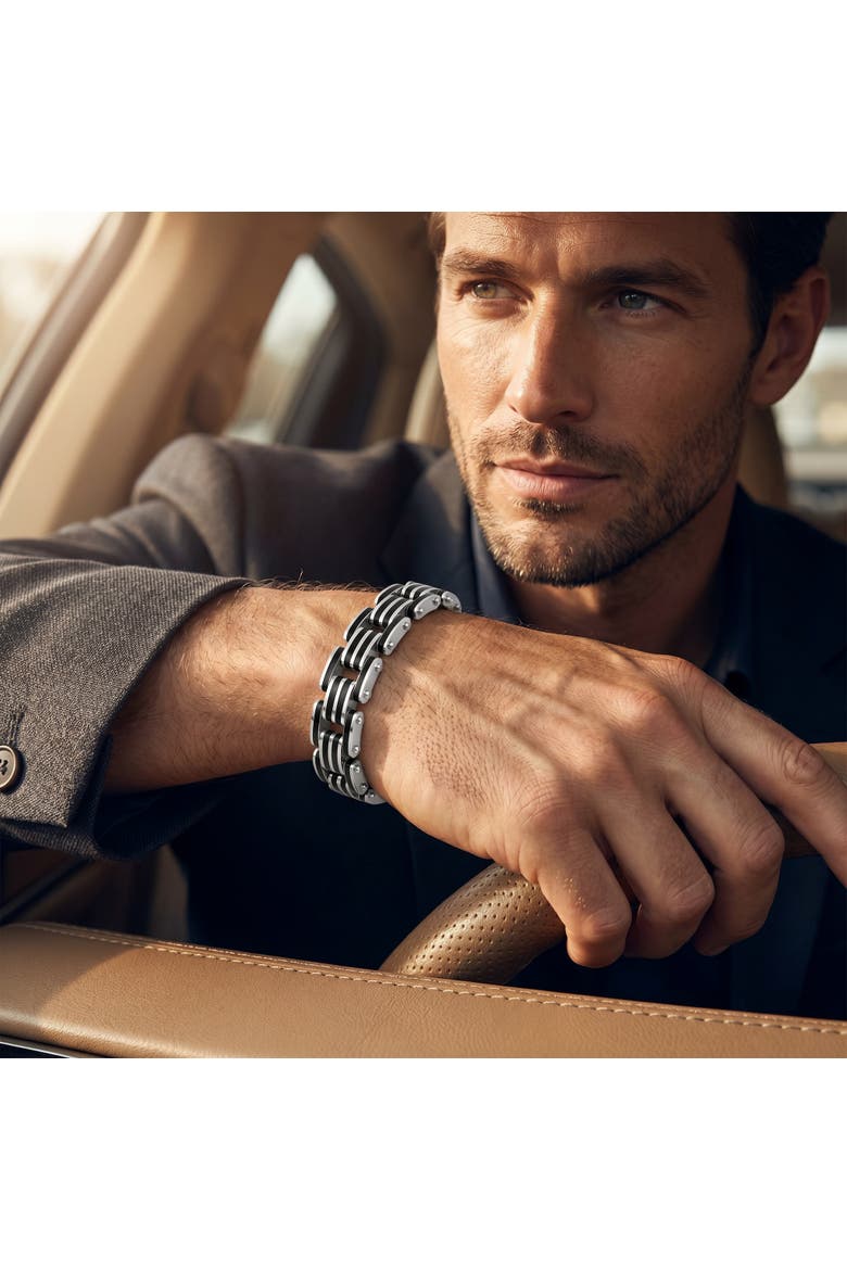 Men's Steel Brushed And Black Two Tone 3.5mm Link Flexible 8.5 " Bracelet, Alternate, color, Stainless Steel