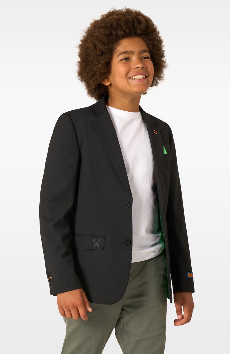OppoSuits x Minecraft Kids' Daily Slim Fit Black Stretch Sport Coat, Alternate, color, Black