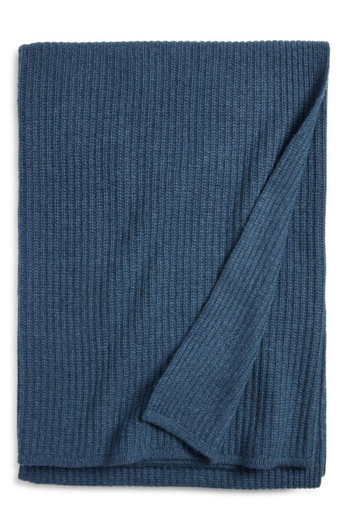 Nordstrom Rib Wool & Cashmere Throw Blanket In Blue
