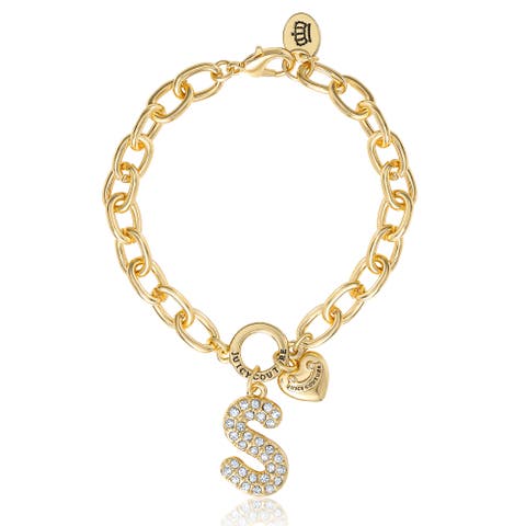Pavé Initial Charm Bracelet, 7.5'' Gold Tone Link