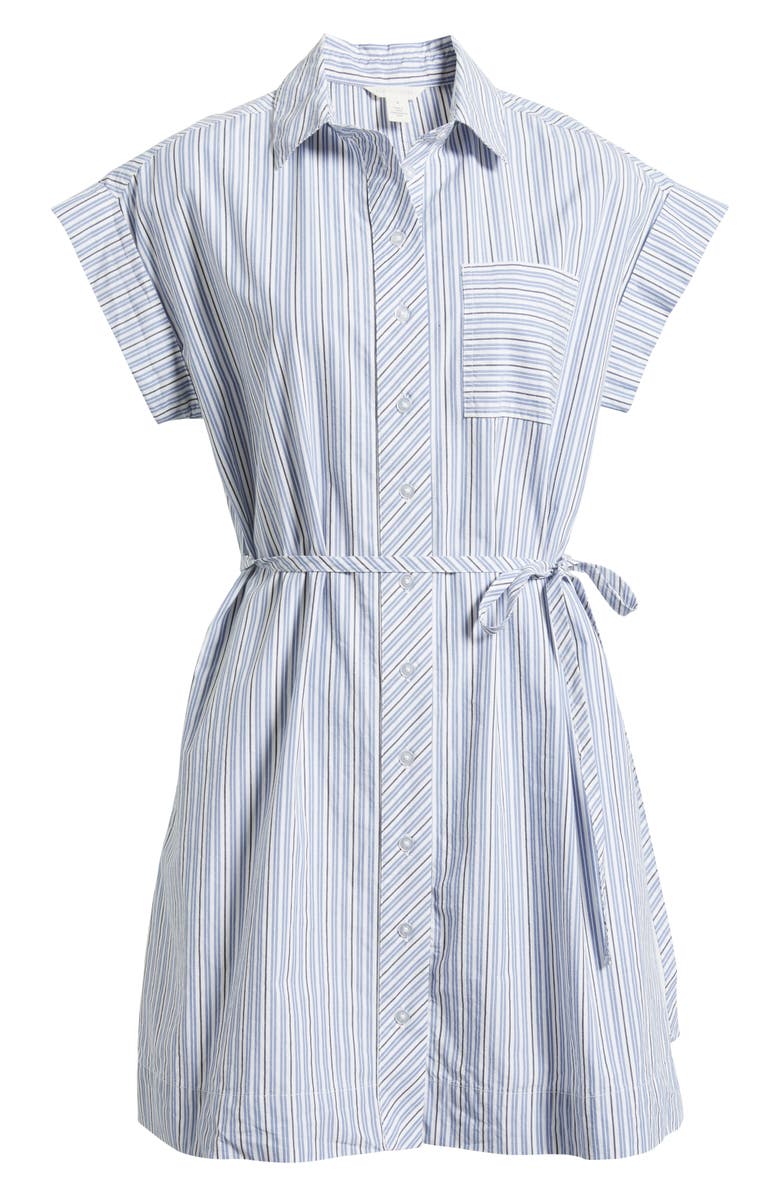 Caslon<sup>®</sup> Stripe Cotton Mini Shirtdress, Alternate, color, White- Navy Cill Stripe