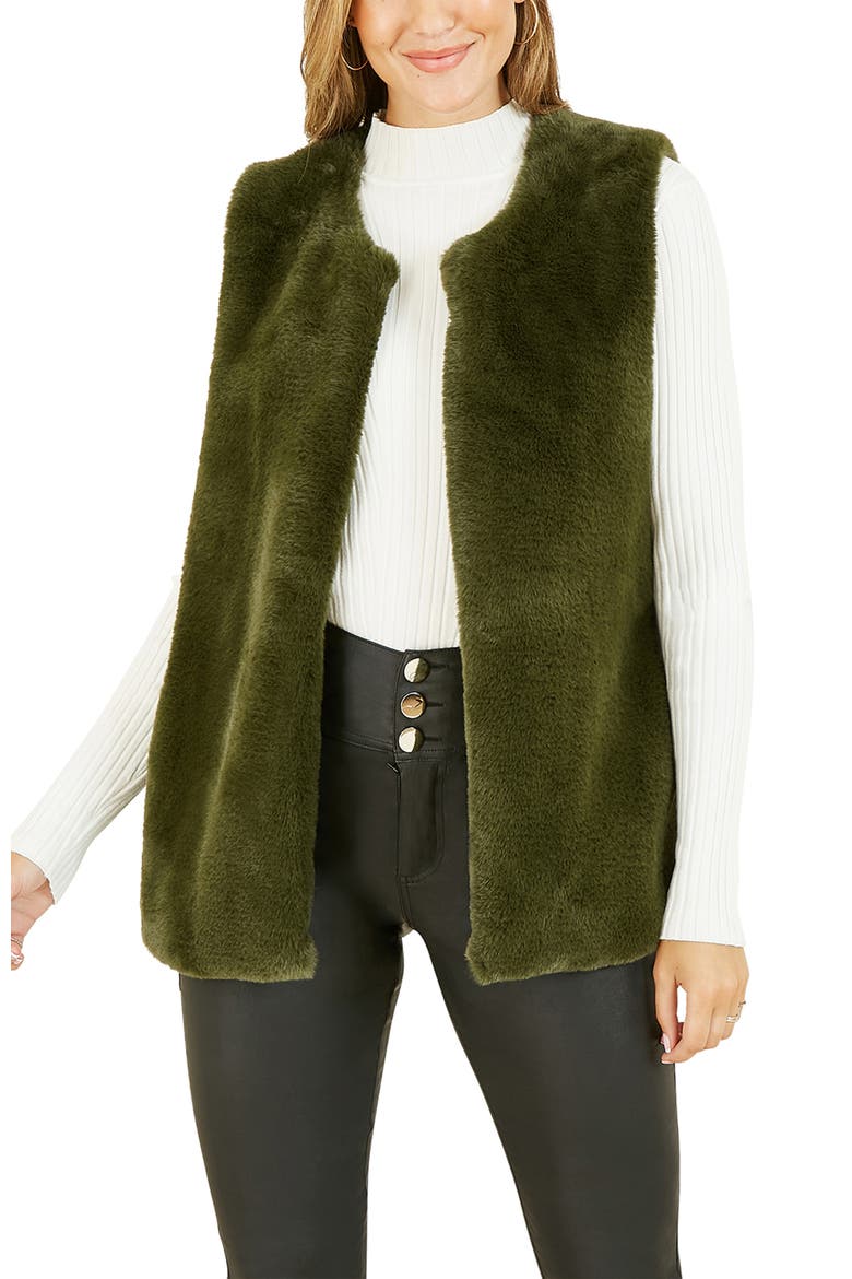Faux Fur Gilet, Main, color, Green