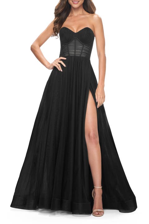 Strapless Sweetheart A-Line Corset Prom Dress