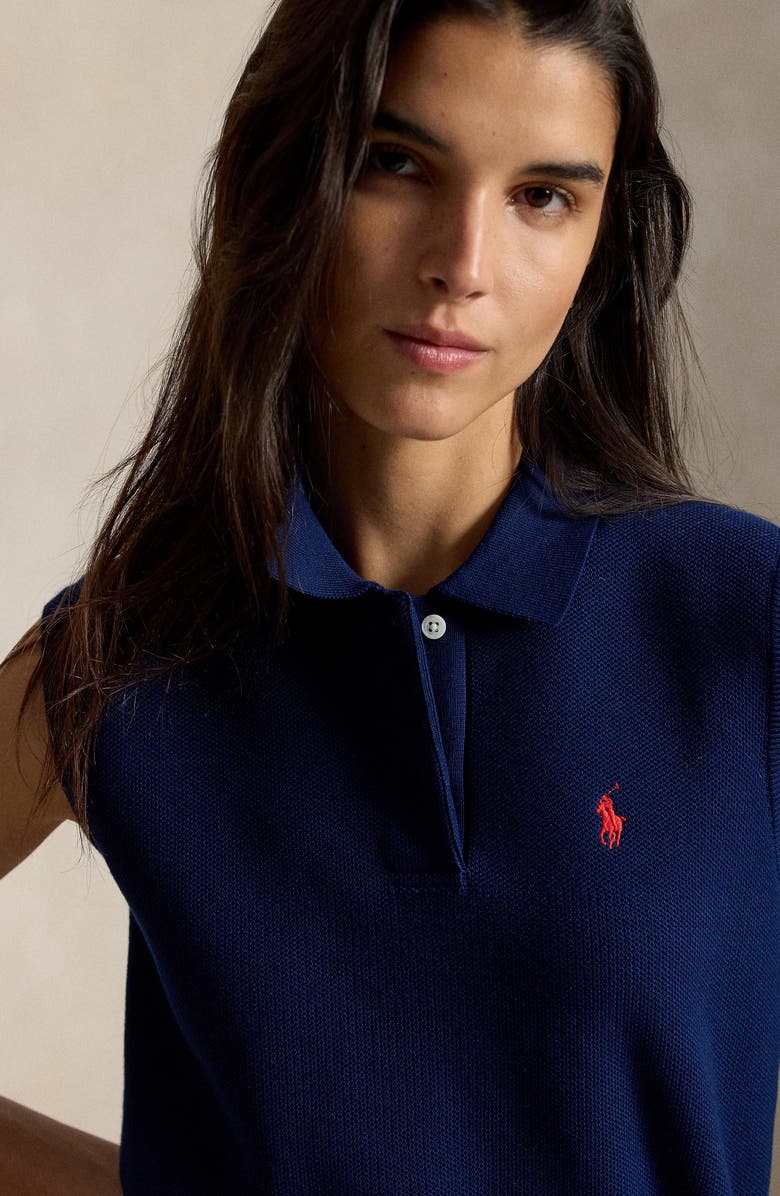 Polo Ralph Lauren Sleeveless Crop Polo Sweater, Alternate, color, East Side Royal